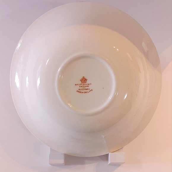 Myott Rosemary Bowl Pattern of rust and yellow flower, cobalt blue. - Picture 4 of 5